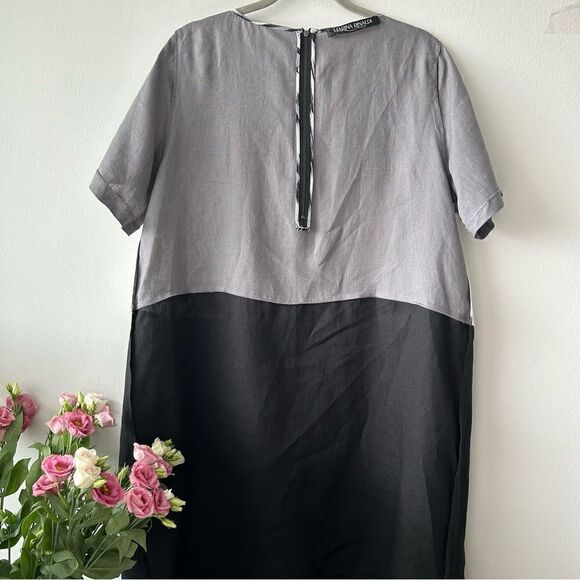 Marina Rinaldi Dumas Linen Leopard Print Short Sleeve Shift Dress - Picture 7 of 10